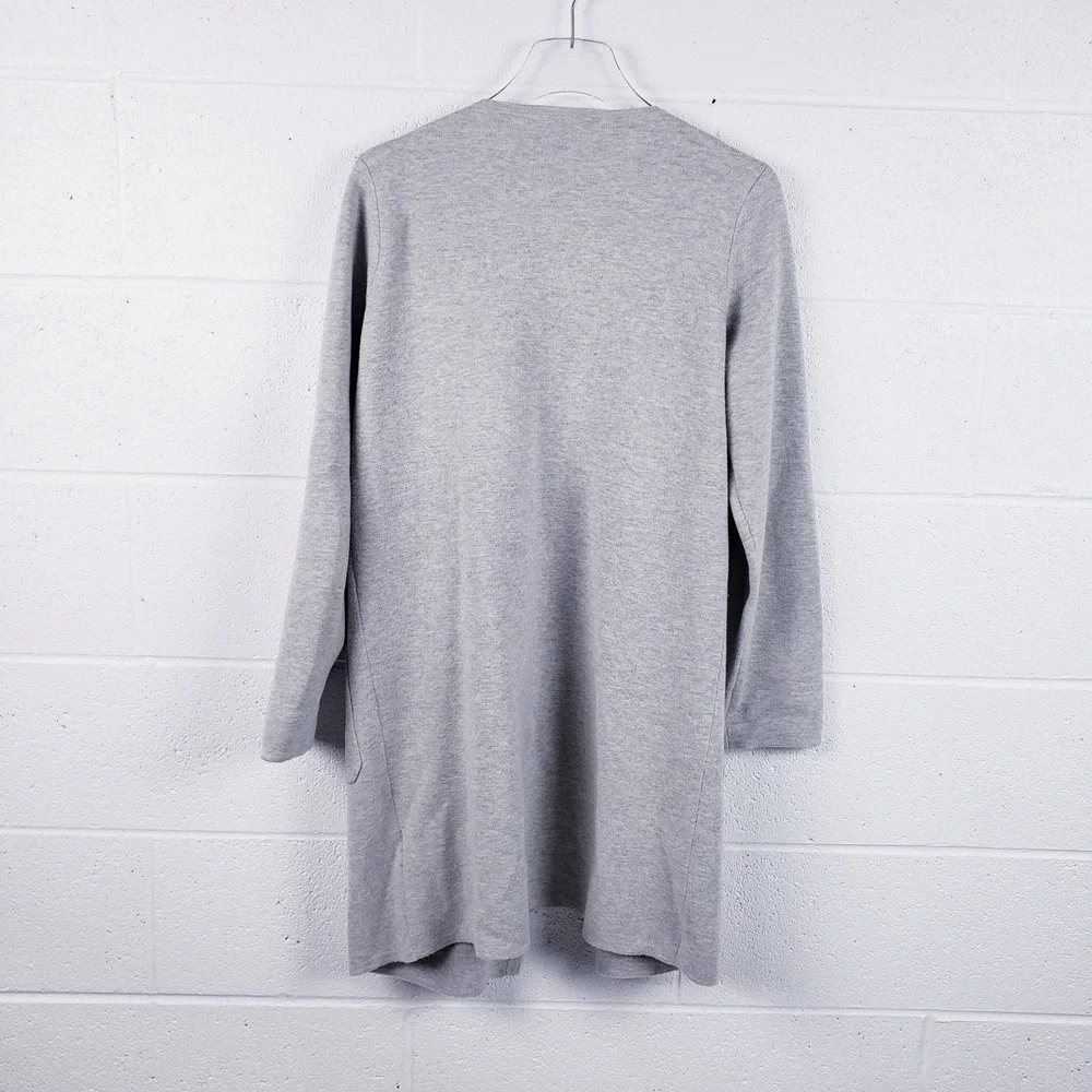 J.Crew Juliette Collarless Sweater-Blazer J6339 Gray Long‎ Length Size Small